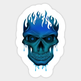 Blue fire skull Sticker